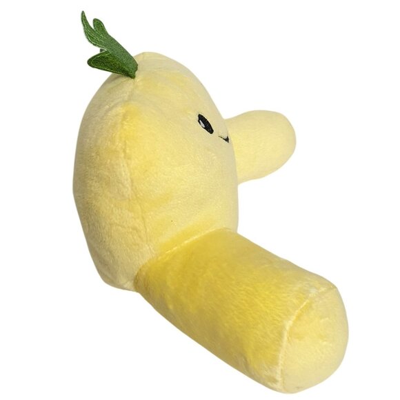 Yellow Happy Face Pillow Cushion 7" Stuffed With Arms & Green Leaf Accent - Picture 2 of 5